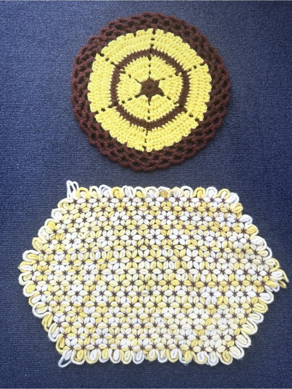 Groovy Pair Retro Hot Pad Holders / Accent Pieces - Handmade